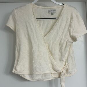 Madewell Cropped Faux-Wrap Short Sleeve